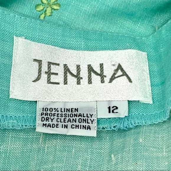Jenna Ombre Embroidered Linen Sarong Wrap Maxi Skirt Size 12 Blue Green Floral - Picture 3 of 16
